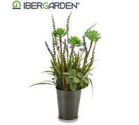 Ibergarden Pot Métal Lavande Modèles Assortis 13x40x13cm Plastique/Métal Violet Blanc Vert (Set de 12)