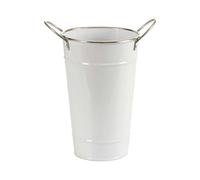 Ibergarden Seau Haut avec Anses Blanc Bord Argent 20x23,5x15 cm Zinc 2L (Set de 24)