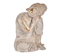 IBERGARDEN Statue de Bouddha Tête Droite Blanc et Or