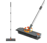 Ibergrif 3 en 1 Balai Brosse Sol pour Exterieur Douche, Long Manche 133cm | Brosse Sol Nettoyage avec Poils et Raclette pour Terrasse, Cuisine, Salle de Bain, Patio, Garage, Carrelage, Interieur M34105