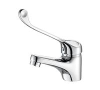 Ibergrif Bari - Mitigeur Lavabo avec Poignée Médicale, Robinet de Salle de Bains PMR, Chromé, Argent
