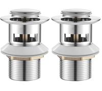 Ibergrif - Bouchon Vidage Salle de Bain, Bonde de Lavabo Clic Clac, Chromé, Argent (Lot de 2)