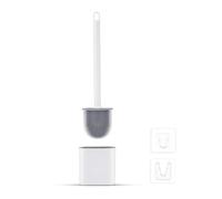 Ibergrif Brosse Toilettes WC Silicone et Supports, Balai Toilette WC Blanc | Antibactérienne Balayette WC, Anti-Goutte, Séchage Rapide sans Odeur, Montage Mural ou au Sol, M34151-3
