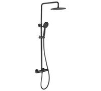 Ibergrif - Colonne de Douche avec Mitigeur Thermostatique, Flexible, Tête, Douchette, Ibergrif, Colonne de Douche avec Mitigeur Thermostatique, Flexible, Tête, Douchette, Support, Support, Noir