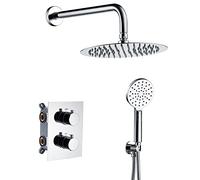 Ibergrif - Colonne de Douche Encastré avec Mitigeur Thermostatique, Flexible, Tête, Douchette, Support, Chromé