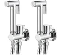 Ibergrif, Douche Toilette Encastré Kit Avec Flexible, Support, Douchette, Chromé, Argent (Lot de 2)