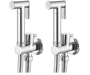 Ibergrif, Douche Toilette Encastré Kit Avec Flexible, Support, Douchette, Chromé, Argent (Lot de 2)