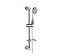 Ibergrif Ensemble Barre de Douche Sans Perçage avec Douchette 3 Jets, Flexible 170CM et Porte-Savon, Barre Douche Adhesif Mural Reglable, Kit Douche Salle de Bain Installation Facile Chrome