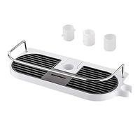 Ibergrif Étagère Porte Accessoire Douche à Fixer sur Tringle 19-25 mm, Support Réglable Sans Percage avec Emplacement Pommeau de Douche, Blanche