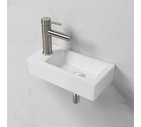 Ibergrif lavabo lave-main rectangulaire blanc en céramique | Modèle suspendu pour salle de bains et WC