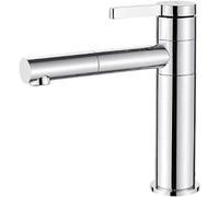 Ibergrif Luna -M11199 Robinet haut salle lavabo, Mitigeur de lavabo à cartouche en céramique, Robinet de lavabo réglable chaud et froid, Laiton chromé, Argent