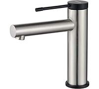 Ibergrif Luna - Mitigeur de Lavabo, Robinet de Salle de Bains, Nickel Brossé