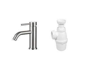 Ibergrif M11003A, Mitigeur de Lavabo - Robinet de Salle de Bains Monocommande, Robinets de lavabo & Wirquin 30723136 Siphon de lavabo Ø32 réglable en hauteur, blanc