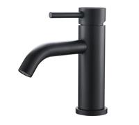 Ibergrif M11003B Robinet Salle de Bain Inox Noir, Compact | Mitigeur monocommande, eau chaude/froide, cartouche céramique, aérateur, G3/8, kit de montage, bec 69 mm