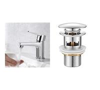 Ibergrif, M11057 Star, Mitigeur de Lavabo, Robinet de Salle de Bains Monocommande, Chromé, Argent & M20502 vidage Salle de Bain, Bonde de Lavabo Pop Up, Chromé, Argent