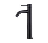 Ibergrif M11203B, Robinet de Lavabo, Robinet Mitigeur Lavabo Haut de Salle de Bains avec Bec Haut, Mitigeur avec Raccordement Eau Froide/Chaud, Noir