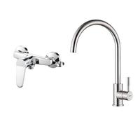 Ibergrif M12059-1, Mitigeur monocommande Douche, Robinet Douche Universel Filetage G1/2 & GRIFEMA G4008, Robinet de Cuisine ColdStart, Mitigeur Chaud et Froid à Poignée Unique