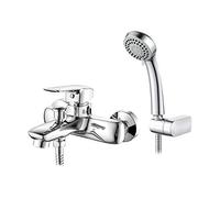 Ibergrif M13025 Mines, Mitigeur de Bain-Douche, Robinet de Baignoire avec Douchette et Flexible, Support, Chromé, argent