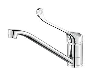 Ibergrif M14453 Bari, Mitigeur d'Evier avec Poignée Médicale, Robinet de Cuisine PMR, Chromé, Argent
