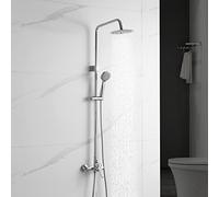Ibergrif M17059, Colonne de Douche avec Mitigeur, Tête et Douchette, Flexible de Douche, Support, Chromé, Argent