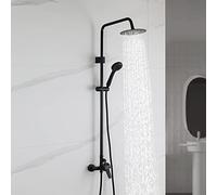 Ibergrif M17059B, Colonne de Douche avec Mitigeur, Tête et Douchette, Flexible de Douche, Support, Noir