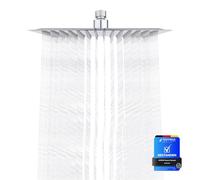 Ibergrif Tete de Douche Inox - Economie d'Eau, Pommeau de Douche Carré 20CM, Pluie Universelle Filetage 1/2 Pouce, Rotatif 360°, Inclinable 30°, Facile à Installer et à Nettoyer