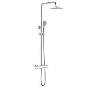 Ibergrif M20741 Colonne Duche Carré avec Mitigeur, Flexible, Tête, Douchette, Support, Chromé, Argent
