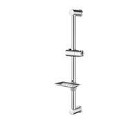 Ibergrif M20802 Barre de Douche avec Porte-Savon Chromée | Barre Murale 56-58 cm avec Support de Pommeau Réglable, Acier Inoxydable, Installation par Perçage pour Salle de Bain
