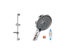 Ibergrif M20802, Barre de Douche, Support Pommeau de Douche avec Porte-Savon, Acier, Chromé, Argent & Pommeau de Duche, YEAUPE PRO Pommeau de Douche Economie Deau