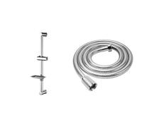 Ibergrif M20802, Barre de Douche, Support Pommeau de Douche avec Porte-Savon & YEAUPE Flexible de Douche Universel - Tuyau de douche de 1,5 m (59 pouces) en acier inoxydable Anti-Torsion standard