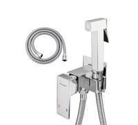 Ibergrif M22009 Mitigeur à encastrer WC & Bidet - Eau chaude/froide, Douchette murale avec support & Flexible inox 1,2 m, Chrome