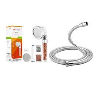 Ibergrif M22025,Pommeau de Douche 3 Modes, Système de Filtration à Trois Étages & GRIFEMA G851-18, Flexible de Douche Universel (G1/2 pouces, 1.8M), Tuyau de Douche Anti-Torsion
