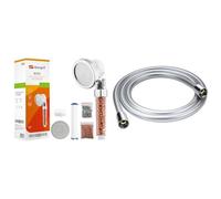 Ibergrif M22025,Pommeau de Douche 3 Modes, Système de Filtration à Trois Étages & YEAUPE Flexible de douche 160 cm avec protection anti-torsion, tuyau de, raccord standard 1/2"