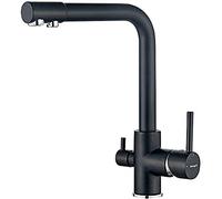 Ibergrif M22109B Robinet Cuisine Mitigeur Monocommande Acier Inoxydable Chromé Noir, 2 Modes, Pivotant 360°, Froid et Chaud, Installation Facile
