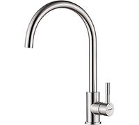 Ibergrif M22110, Mitigeur d'évier avec Bec Haut, Robinet de Cuisine, Inox, Gris