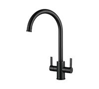 Ibergrif M22140B - Robinet de cuisine, Rotation 360°, Robinet d'évier de cuisine chaud et froid à double poignée, Mitigeur Cuisine 2 modes de sortie d'eau, Noir