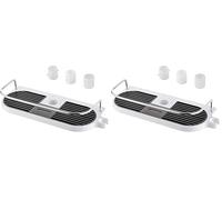Ibergrif M34032, Porte Savon Douche, Support sans Percage, Étagère pour Tringle de Douche 19mm-25mm, Noir et Blanc (Lot de 2)