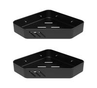 Ibergrif M34034B, Étagère de douche sans perçage, Étagère d'angle pour shampoing et gel douche, Fixation murale, 2 pièces, Noir