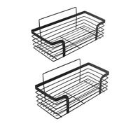 Ibergrif M34036B, Étagère de douche, étagère de salle de bain sans perçage, organisateur de douche autocollant, fixation murale, lot de 2, noir
