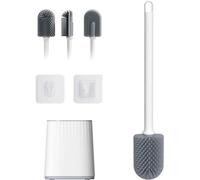 Ibergrif M34151-2,WC Silicone-Toilette et Supports,Anti-Goutte,Antibactérienne,Balayette WC Ventilée,Séchage Rapide sans Odeur,Balai WC Montage Mural/au Sol,Blanc
