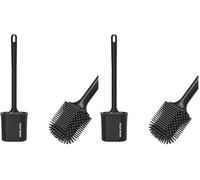 Ibergrif M34156B Brosse Toilettes WC Silicone, Balai Toilette WC, Noir (Lot de 2)