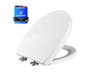 Ibergrif M41002 Abattant WC O Forme Frein Chute, Blanc | Lunette WC avec Fermeture Douce et Déclipsage Rapide, Fixation Dessus, Facile Nettoyage, WC 40,5-46,5cm, Entraxe 10-22cm