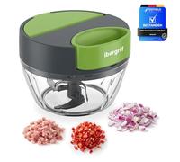 Ibergrif M502 Hachoir Manuel, Coupe Légumes avec Port d'Alimentation | Sans BPA, Couteaux en Acier Inoxydable, Facile à Nettoyer, Idéal pour Oignons, Herbes, Légumes, Viande et Aliments Bébé