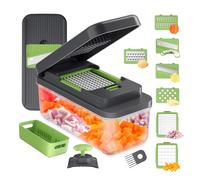 Ibergrif M524-7 Coupe-Légumes Multifonctions 8 en 1, Mandoline de Cuisine Professionnelle, Vegetable Chopper avec Bac Collecteur, Hachoir à Légumes Manuel pour Fruits, Légumes, Oignons, Fromage
