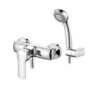 Ibergrif Mines - Mitigeur, Robinet de Douche avec Douchette et Flexible, Support, Chromé, Argent