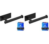 Ibergrif MK34052B, Porte Papier Toilette, Support Papier Toilette Mural, 304 Acier Inoxydable Porte Rouleau Toilette, sans perçage Porte-Papier hygiénique Autocollant, Noir (Lot de 2)