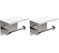 Ibergrif MK34053, Porte Papier Toilette, Support Papier Toilette Mural, 304 Acier Inoxydable Porte Rouleau Toilette, Installation avec Vis ou Auto-adhésif, Argent (Lot de 2)