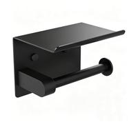 Ibergrif MK34053B Porte Papier Toilette avec Etagere, Derouleur Acier Noir