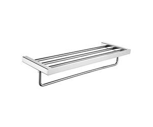 Ibergrif Plinto - Barre Porte-Serviettes Carré 60cm en Laiton, Étagère de Salle de Bain, Chrome
