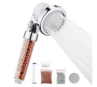 Ibergrif Pommeau de Douche Anti Calcaire Haute Pression - Douchette Filtrante avec Billes Ioniques - 3 Modes de Jet Économiseur d'Eau - G1/2 Pomme de Douche Universelle Eau Dure (M22025)